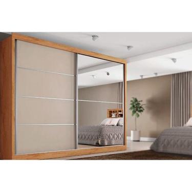 Imagem de Guarda Roupa Casal 2 Portas (1 c/ Espelho) e 4 Gavetas Verona Plus Flex Peroba/Peroba ou Off White - Europa