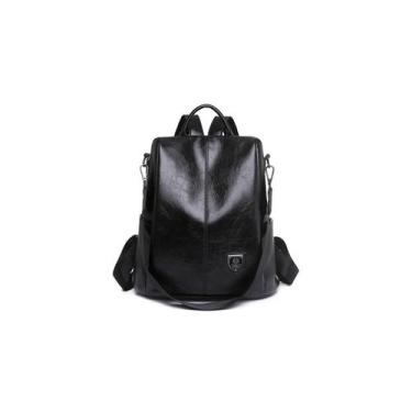 Imagem de Mochila de couro PU macio para mulheres, preta escolar, 0,61 kg - Ligh