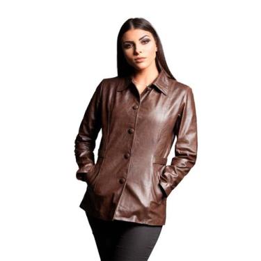 Imagem de Casaco de Couro 3/4 Marrom Café - Parra Couros, EG