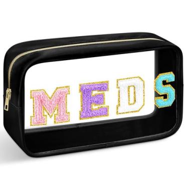 Imagem de Bolsa de cosméticos Geetery Chenille Letter Black Nylon Original
