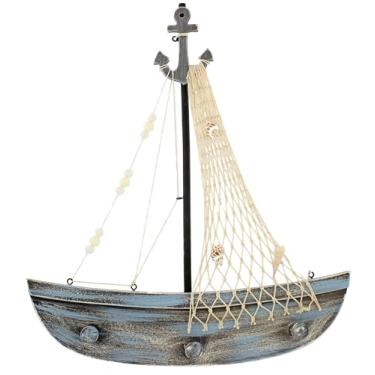 Imagem de The Bridge Collection Gancho de parede de barco de madeira – Detalhe de parede com tema náutico com 3 pinos de madeira – Decoração de casa de praia para acessórios de pendurar