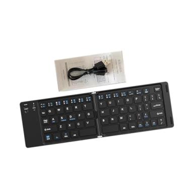 Imagem de predolo Teclado sem fio profissional, sensível, portátil, 64 teclas, dobrável, para celular, PC, laptop, Preto
