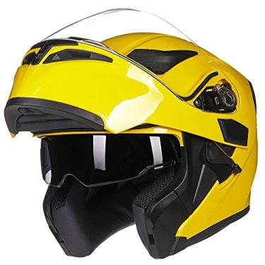 Imagem de Capacete para motocicleta ILM com viseira dupla e viseira modular completo DOT 6 coresILM Medium amarelo 902-Y-M