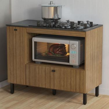 Imagem de Balcão de Cozinha para Cooktop 99,7 Cm 2 Portas Bl3316 Amêndoa - Tecno Mobili