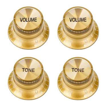 Imagem de Banworks Botões de controle de guitarra estilo anos 60, métrico, 18 estrias, 2 tons, 2 tons, botões de velocidade, topo de alumínio, 6 mm (15/162.6 cm) para guitarras elétricas Epiphone Les Paul SG 4