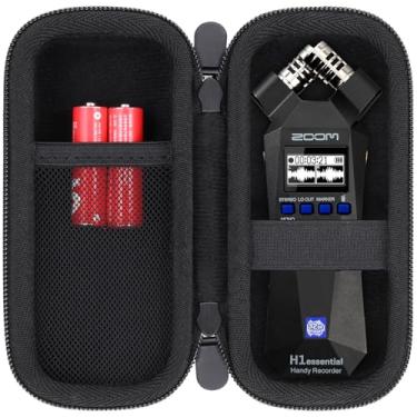 Imagem de co2CREA Estojo rígido de viagem para gravador estéreo Zoom H1Essential, bolsa de armazenamento protetora à prova de choque à prova de poeira com alça de mão e bolso de malha