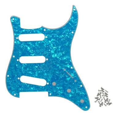 Imagem de ROZILO Placa de proteção para guitarra elétrica SSS com 11 furos azul claro para guitarras estilo moderno Stratocaster dos EUA/México