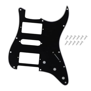 Imagem de DIAO79NI Pro 11 furos HSH Strat Pickguard Humbucker Single Humbucker Scrath Plate para guitarra elétrica Fender American/Mexican Standard Stratocaster estilo moderno, preto-branco, 3ply.