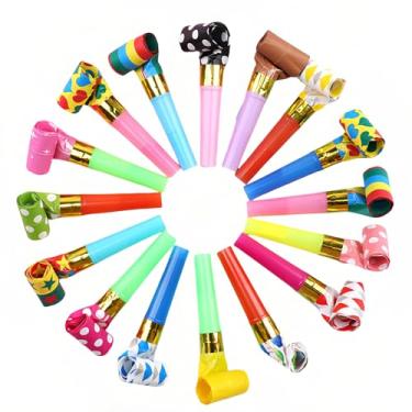 Imagem de 30-Pack Colorful Party Blowouts Noise Makers - Squawker Horns for Birthday, Wedding, New Year, Graduation - Fun Creative Toy Whistles with Automatic Roll-Out & Durable Material (Random Colors)
