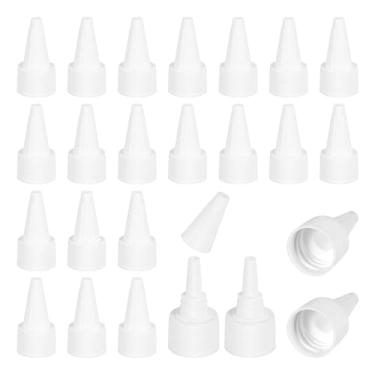 Imagem de PATIKIL Tampas giratórias 18/410, 60 peças de tampas de substituição de garrafa de plástico com junta de espuma para tampas de tinta, distribuição de cola, artesanato faça você mesmo, branco
