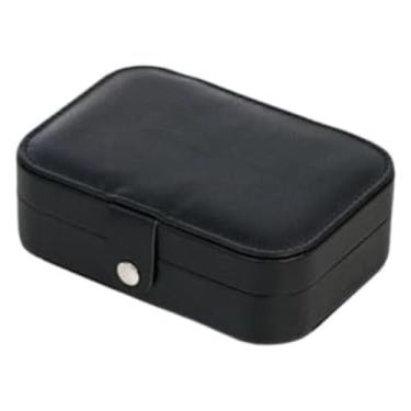 Imagem de Porta Joias Portátil Encanto em Couro com Botão Organizador Premium para Anéis, Brincos, Colares e Bijuterias Estojo Compacto para Viagens e Uso Diário com Design Sofisticado (Preto)