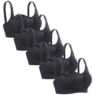 Imagem de Lataly Sutiã de amamentação sem costura para dormir para amamentação pacote com 3, 5 unidades, preto, M