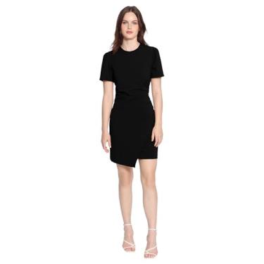 Imagem de Donna Morgan Vestido feminino elegante com saia assimétrica para escritório, trabalho, eventos, convidada, Slv Shrt - Preto, 40