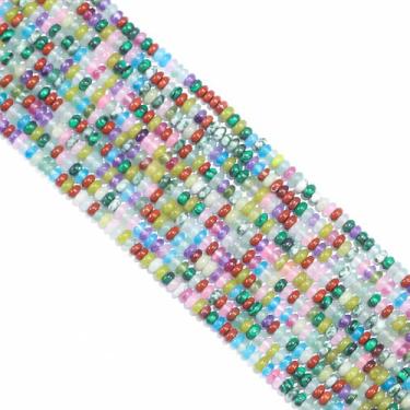 Imagem de 2 contas Rondelle naturais multicoloridas de 4 mm, espaçador de pedra de disco de ábaco contas semipreciosas soltas para colar de pulseiras, joias