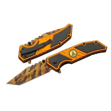 Imagem de SZCO Supplies Canivete dobrável de camuflagem dourada de 19 cm Don't Tread On Me com clipe de bolso