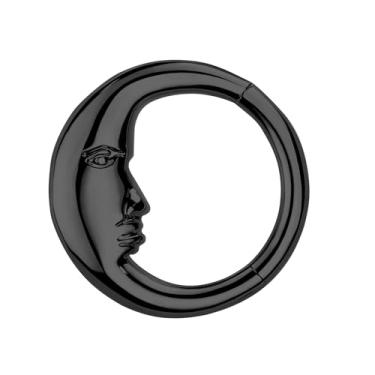 Imagem de ALACLO Anéis de septo de aço inoxidável 316L para mulheres, anéis de nariz de segmento de rosto de lua de 10 mm para homens, argola de cartilagem clicker para hélice, torre, daith, joia de piercing