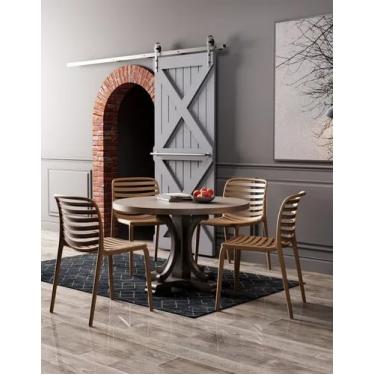 Imagem de Kit 4 Cadeira Capri Sem Braço Polipropileno Estilo Conforto Área Gourmet Sala de Jantar (Castanho)
