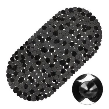 Imagem de Tapete de banheira Vannokor 27x14 polegadas preto antiderrapante com v