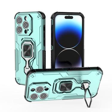 Imagem de SORAKA Capa para iPhone 14 Pro com suporte metálico giratório de 360 graus peça de ferro magnética para suporte magnético para telefone de carro