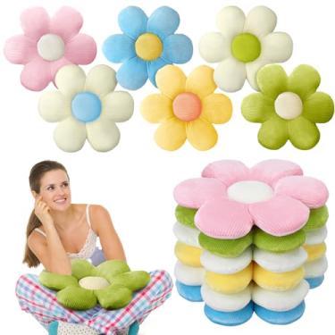 Imagem de Sratte 6 peças de almofadas de flores em forma de flor, almofada fofa de margarida, almofadas de assento para adultos, leitura, lazer, casa, quarto, sofá, cadeira, decoração de sofá (cor elegante, 40