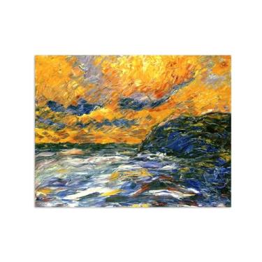 Imagem de Paisagem Abstrata Pôster Famosas Pinturas-Reprodução em Tela-Imagem Decoração Sala de Estar(Autumn Sea XI) 60x80cm-23x31in Sem Moldura