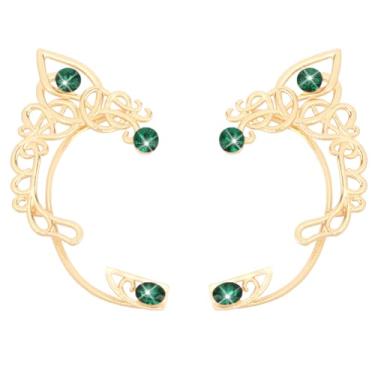 Imagem de Didder Brincos de orelhas de fada, brincos de elfo de Halloween, sem piercing para adultos, homens, mulheres, orelhas fae, acessórios de cosplay, fantasia medieval renascentista, Zinco, Cristal