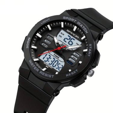 Imagem de Relógio desportivo unissex com ecrã duplo, cronómetro e luz noturna LED