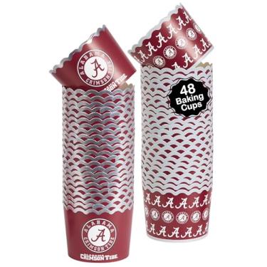 Imagem de Copos de cozimento da Universidade do Alabama (48 peças) para decorações de festa de futebol americano, aniversário e formatura (Alabama Crimson Tide)