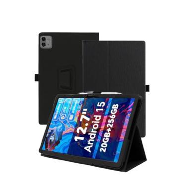 Imagem de Capa para tablet Teclast ArtPadPro de 12,7 polegadas, capa fólio de couro premium WUNIAK para tablet Teclast ArtPad Pro de 12,7 polegadas com alça de mão, preta
