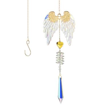 Imagem de Apanhador solar de asas de anjo de cristal - decoração de prisma pendurado para janela, decoração de casa com bênção espiritual e efeito de luz arco-íris (asa 3)
