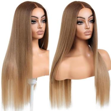 Imagem de Peruca frontal de renda ENCOUNTERU Ombre Honey Blonde sintética 26"
