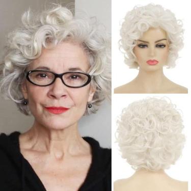 Imagem de Peruca Baruisi Short Curly Cream branca sintética para mulheres