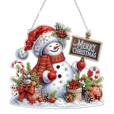 Imagem de Kit de suspensão de arte em diamante JJFox 5D Snowman Ornament