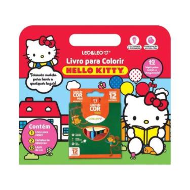 Imagem de Livro para Colorir Hello Kitty c/ Cartela de Adesivos e Lápis de cor m