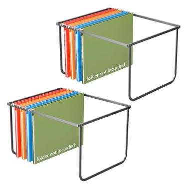 Imagem de 2 pacotes de moldura de pasta de arquivos para pendurar tamanho legal/carta, organizador de mesa, suporte de pasta suspensa/rack para gaveta de arquivos, 38,9 cm C x 12,4 L x 23,5 A, preto