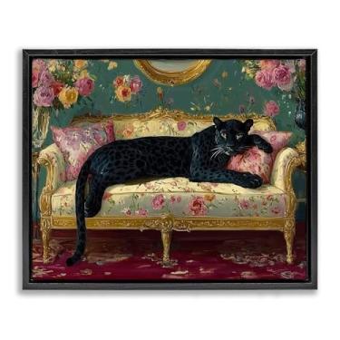 Imagem de Stupell Industries Opulent Interior Panther Black Framed Floater Canvas Wall Art, design por Annabelle Hall, 17 x 21