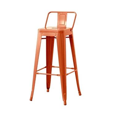 Imagem de Cadeira de bar 73,7 cm moderna simples cadeira de metal mesa de bar cadeira alta cadeira de bar quadrada com encosto bancos de bar ajustáveis (cor: laranja, tamanho: B)