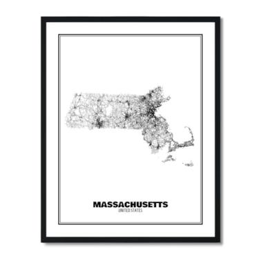 Imagem de Susie Arts Pôster impresso de arte abstrata de mapa de rua do estado de Massachusetts 20 x 25 cm, decoração de parede, escritório em casa, escola, sds019