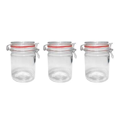 Imagem de Kit 3 Potes Hermético Vidro Trava Metal 750Ml Class Home