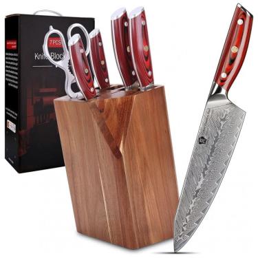 Imagem de Conjunto de Facas com Bloco de Bancada, 7 Peças, WILDMOK, Marrom