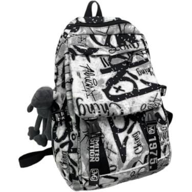 Imagem de Mochila Masculina Trendy Graffiti Mochila Estudante Mochila De Viagem Impermeável De Grande Capacidade Meninos E Meninas Nylon Mochilas Escolares, 3, No Pendant