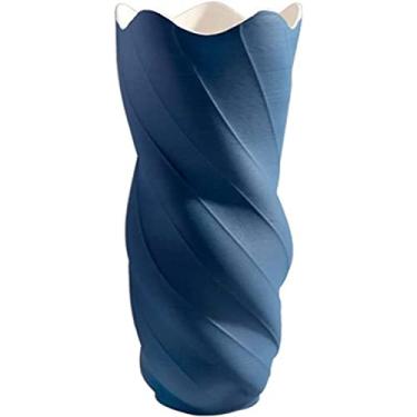 Imagem de Vaso de flores, vaso de cerâmica, moderno, geométrico, criativo, porcelana, 41 cm, vasos decorativos grandes para casamento, sala de estar, quarto, vasos de flores, decoração de mesa (B)