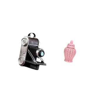 Imagem de Fenteer Estátua de Câmera de Resina, Ornamento E Vaso de Porcelana com Jarra de Gengibre, Acessório Decorativo para Armários, Bar, Arranjo Floral Familiar, Ar