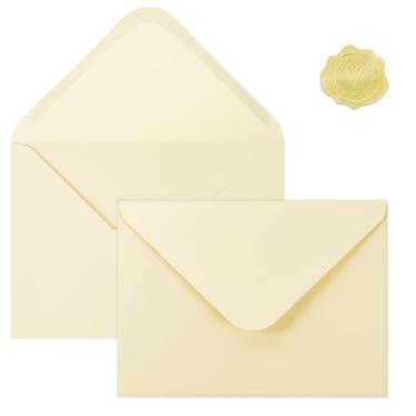 Imagem de 200 envelopes A7 em creme com adesivos, envelopes 5 x 7 para cartões comemorativos, ótimos para convites, convites de casamento, aniversário, chá de bebê, formatura