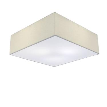 Imagem de Lustre Plafon Sobrepor Quadrado Vivare CQF5015BR Cúpula em Tecido Cor Branca 50x50x15cm