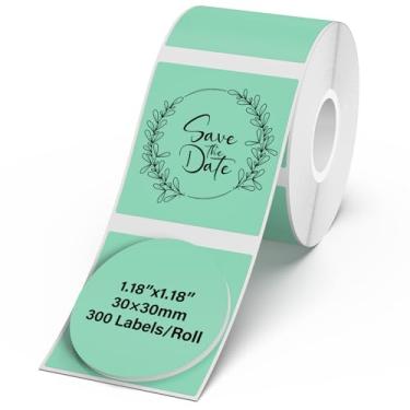Imagem de YIKIADA Etiquetas térmicas verdes de vinil circular de 3 cm adesivos redondos autoadesivos compatíveis com M110/M220 300 peças