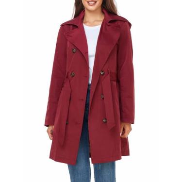 Imagem de Trench Coat SaphiRose feminino resistente à água com capuz removível
