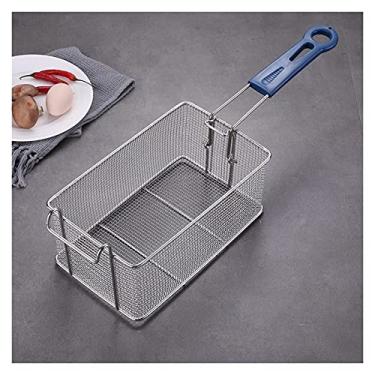 Imagem de Cesto de fritura retangular escumadeira de óleo peneira de fritura filtro de metal com alça a cesta de batatas fritas é adequado para armazenar óleo de fritura e cozinhar cesta de fritura