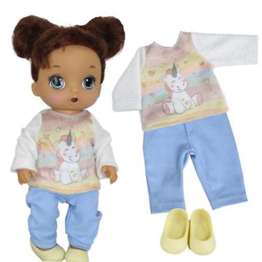 Imagem de Kit roupa para boneca baby alive - inverno unicórnio - casinha 4