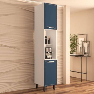 Imagem de Paneleiro 2 portas 2 nichos Amara Branco Azul Politorno Móveis
